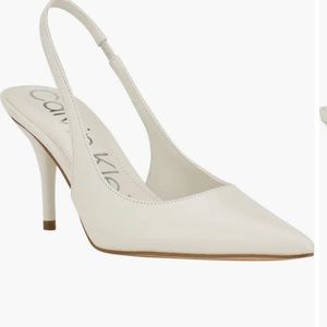 Sling back 3 in heels.  Ivory.  Brand new in box. Calvin Klein size 7.5
